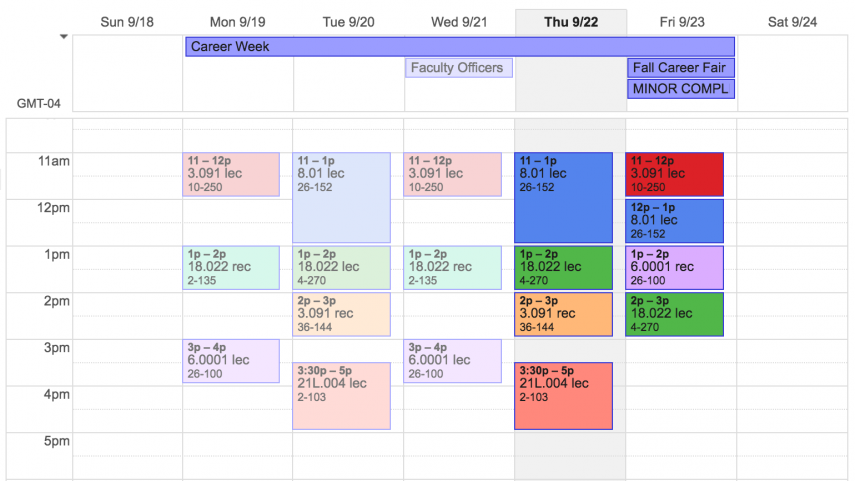 A typical first semester | MIT Admissions